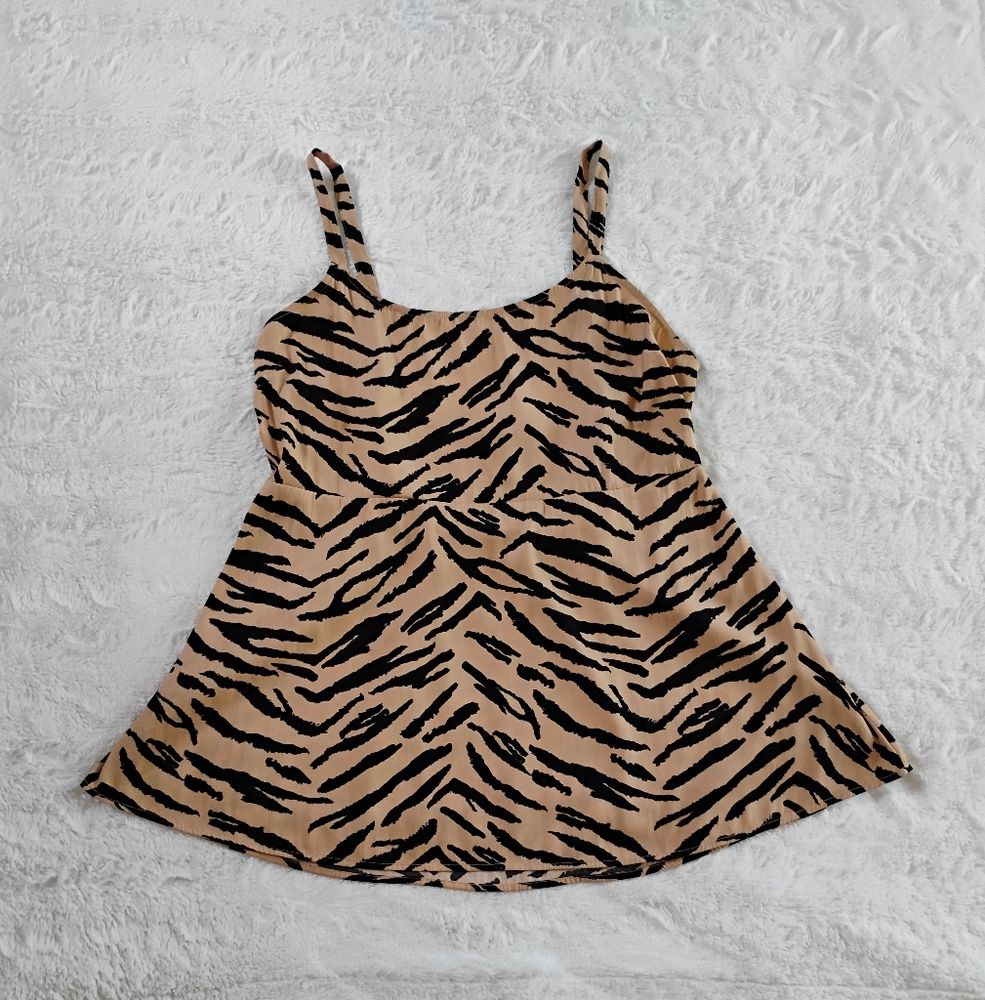 Maurices Tiger Print Smocked Back Tank Top